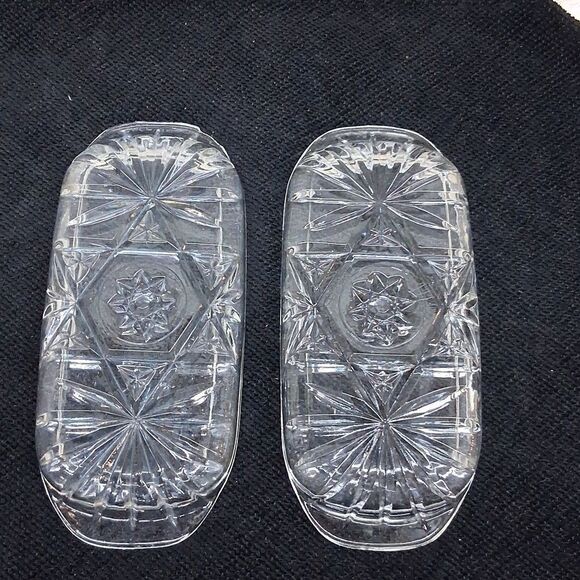 Lot Of 2 Vtg. Star Of David Anchor Hocking Prescut Butter Dish Plates. - Picture 2 of 6